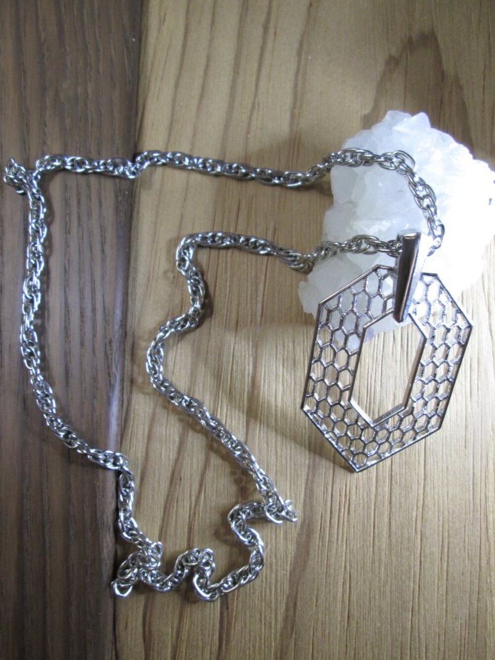 Hexagon Design Pendant Statement Chain Necklace